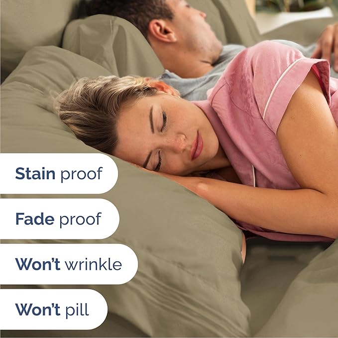 Cal King Size 4 Piece Sheet Set - Comfy Breathable & Cooling Bed Sheets Set - Hotel Luxury Bedding for Women, Men, Kids, Teens, Boys & Girls - Deep Pockets, Ultra-Soft, Wrinkle Free - Oeko-Tex - Khaki