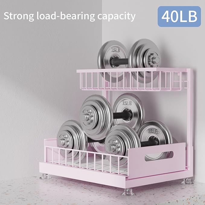 Under Sink Organizer Storage 2-Tier Premium Metal Pull-Out Racks, Height Adjustable, Easy Installation | Kitchen & Bathroom Organizers Pack of 1