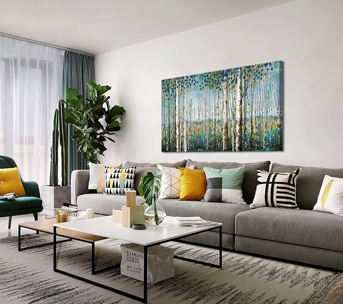 Large Wall Art for Living Room Landscape Birch Tree Wall Art Nature Canvas Wall Decor Wall Pictures for Bedroom Forest Painting Artwork for Bedroom Dining Room Wall Art Farmhouse Wall Decor 29×58IN