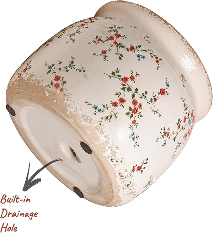 Ceramic Planters for Indoor Plants, Plant Pots with Drainage Hole, 6.29in. Flower Pots for Indoor Plants, Vintage Planters & Succulent Pots, Crackle Glaze Finish Plant Pots, Tiny Red