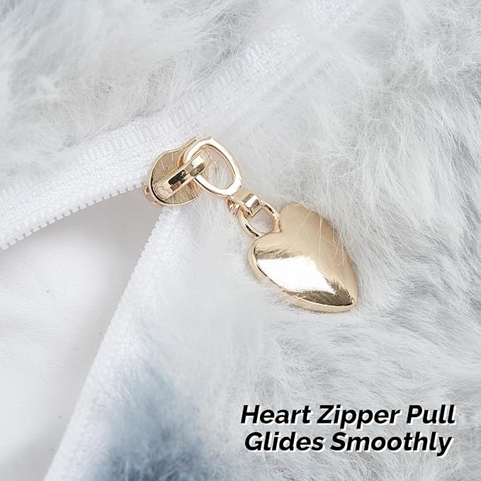 FUTEI Blue White Decorative Throw Pillow Covers 26x26 Inch Set of 2,Soft Fuzzy Faux Rabbit Fur Euro Pillow Shams with Raised Texture,Neutral Boho Home Decor for Couch Bed Living Room