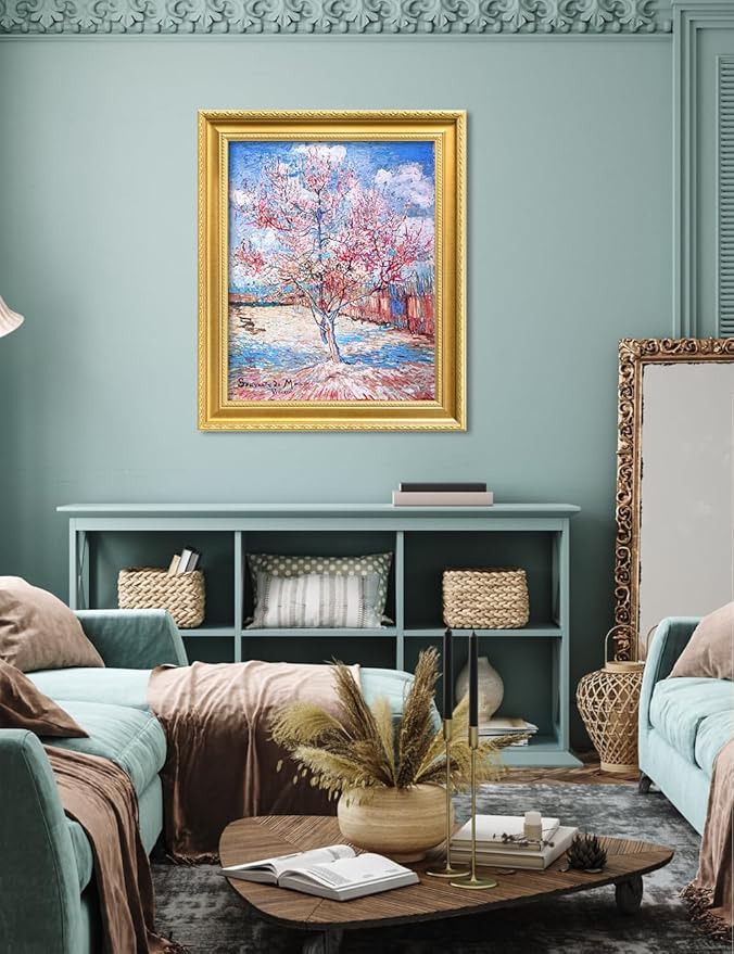 DECORARTS - Reminiscence of Mauve by Vincent Van Gogh. Giclee Print on Acid-Free Canvas in Gold Solid Wood Frame. Picture Size: 16x20, Total Size: 24.75x20.75, Made in USA
