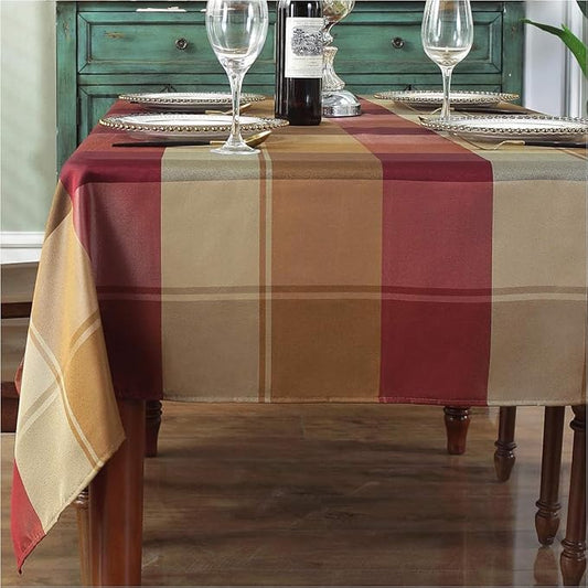 SASTYBALE Rectangle Tablecloth Checkered Style Polyester Table Cloth Spillproof Wrinkle Resistant Heavy Weight Table Cover for Kitchen Dinning Tabletop (Rectangle/Oblong,60" x 102"(8-10 Seats),Red)