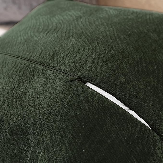 AVOIN colorlife Dark Green Chenille Throw Pillow Covers 18 x 18 Inch Set of 2, Soft Cozy Bound Edge Design Home Decor Cushion Case for Living Room Bed Sofa Coach