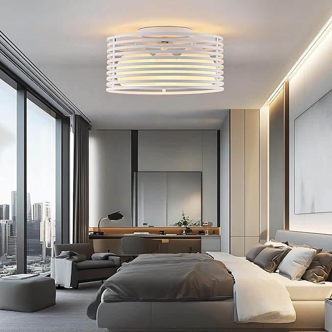 Modern Industrial Frosted White Round Semi Flush Mount Ceiling Light Fixture,Close to Ceiling Lamp Lighting Fixture With Globe Milk Glass Cover,for Kitchen Master Bedroom Living room Hallway（12.79 in）