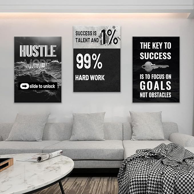 Inspirational Wall Art Motivational Quotes Posters Print on Canvas Inspiring Sign Picture Painting Wall Decor Artwork for Modern Home Living Room Gym Hallway Office Stretched and Framed [60''Wx28''H]