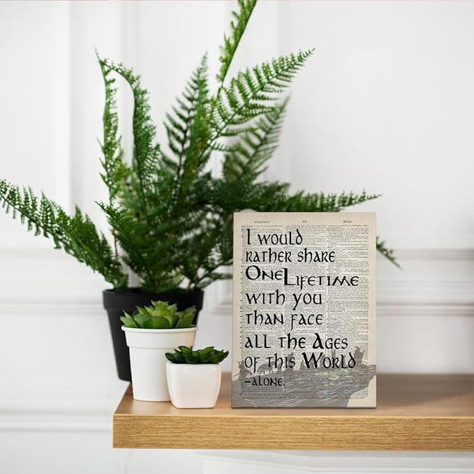 Lord of the Rings Gifts: Framed 'I Would Rather Share One Lifetime - Arwen' Poster, 8x10 inch Canvas Wall Art for LOTR Birthday Decor