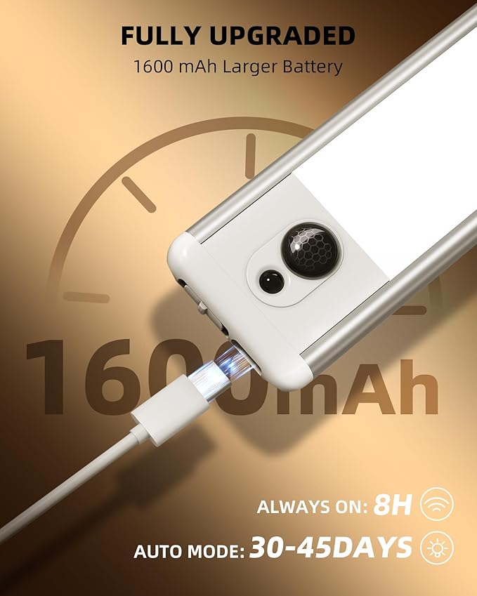 EZVALO 3 Pack Under Cabinet Lighting, Rechargeable Motion Sensor Light, LED Closet Lights Wireless, 5700K Dimmable, Timer, Magnetic, with Remote Control for Kitchen, Closet, Stair