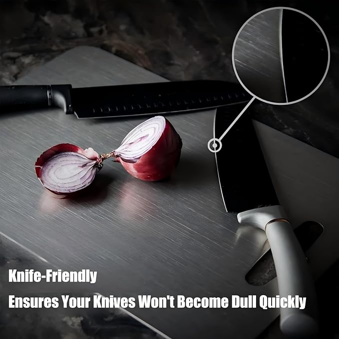 Titanium Cutting Board, Double Sided Titanium Cutting Boards for Kitchen, Non Toxic Non Slip, Chopping Board, Dishwasher Safe, Easy to Clean