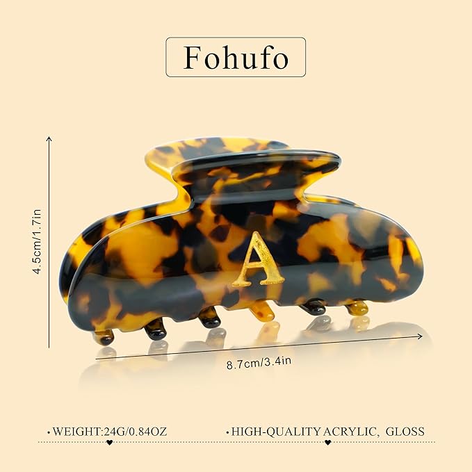 Initial Cute Hair Clips - Tortoise Shell Letter Elegant Hair Claw Clips, Fashion Glitter Claw Clips Durable Hair Clips, Wedding Gift, Bridesmaid Gifts, Birthday Gifts, Christmas Gift, Letter J