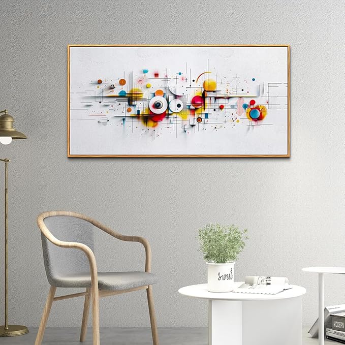 ERQINHUA Abstract Wall Art Living Room Boho Wall Decor For Bedroom Office Home Decorations Geometric Wall Paintings Minimalism Canvas Artwork Pictures Modern Ready to Hang Wood Framed 20x40 Inches