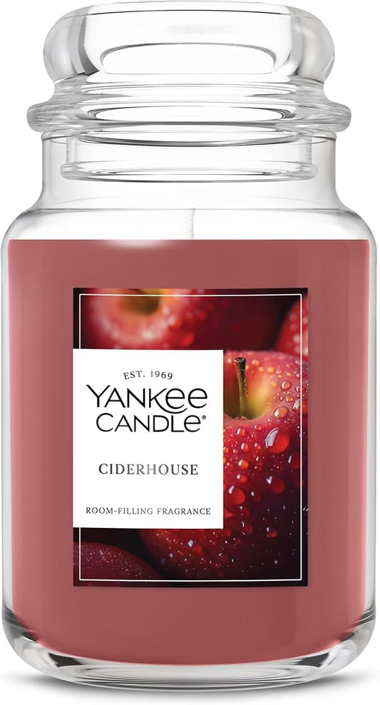 Yankee Candle Large Jar Scented Candle with up to 150 Hour Burn Time, Premium Plant Wax Blend for Consistent Burn, 22 oz Jar Candle with Room Filling Fragrance, Ciderhouse