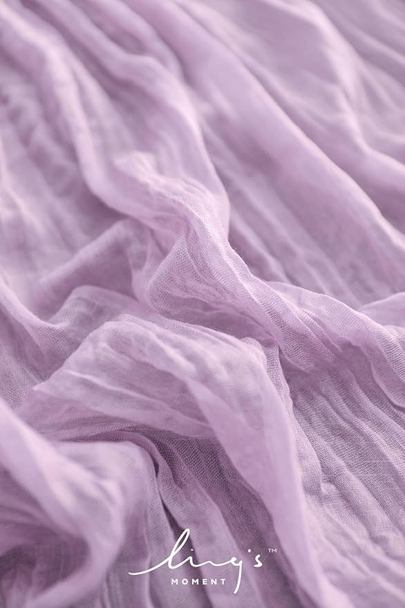 Ling's moment 14Ft Lilac Cheesecloth Table Runner Boho Chic Gauze Semi-Sheer Light Purple Tablecloth for Wedding Celebrations for Baby Shower Decorations Lavender
