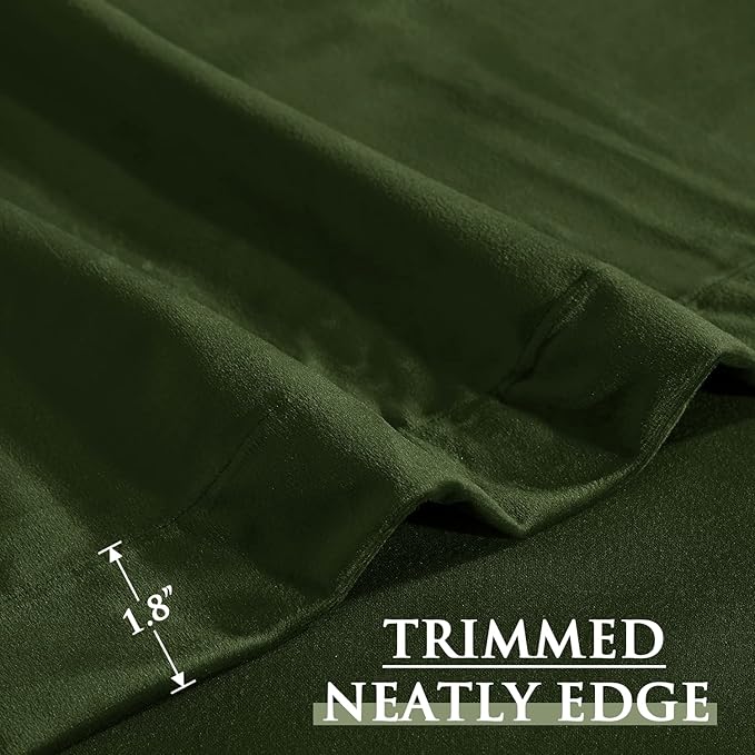 StangH Moss Green Velvet Drapes for Bedroom, 96 inches Long Living Room Soundproof Curtains Back Tab Light Blocking Drapes for Nursery Kids Dining Room, W52 x L96, 2 Panels