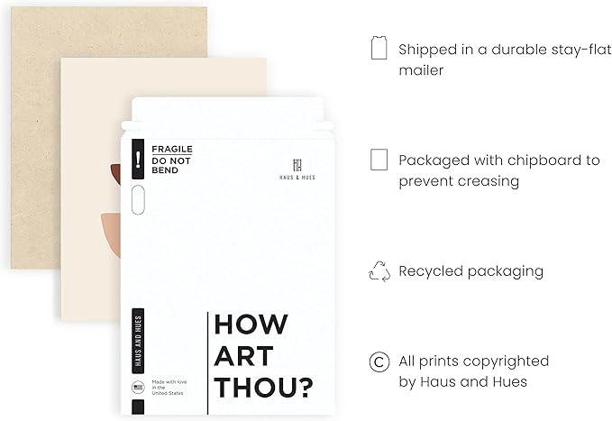 HAUS AND HUES Boho Wall Art - Minimalist Decor | Neutral Art Prints | Geometric Mid Century Modern Design | 12" x 16" UNFRAMED