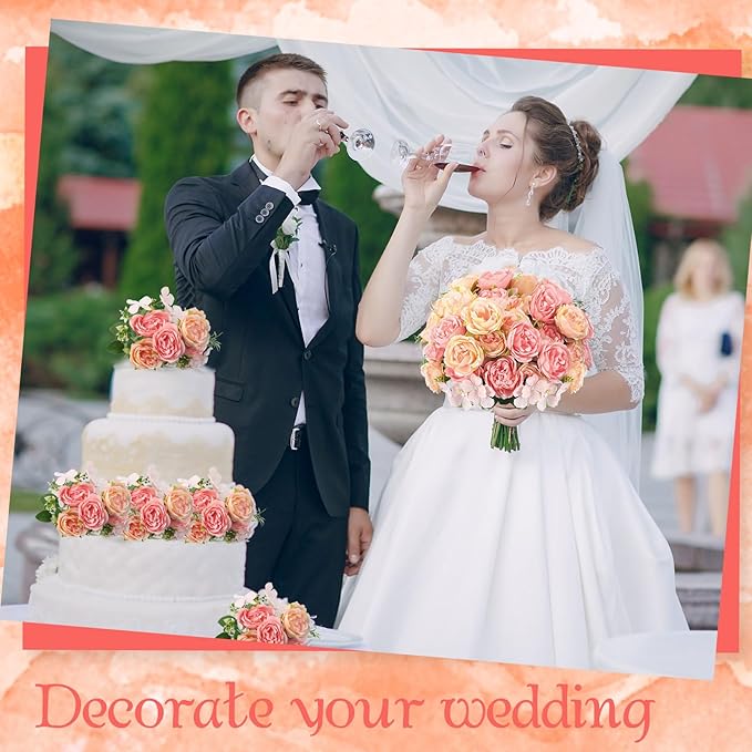 Geosar 8 Bundles Artificial Peonies Flowers Fake Silk Peony Bouquet Faux Peonies Flowers Bulk for Decoration Vase Florals Arrangements Wedding Party Table (Pink,Yellow)