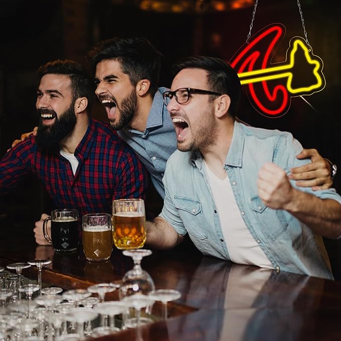 Balanar Braves Neon Signs For Wall Decor ,Baseball Team Neon Light for Bedroom Man Cave Party Bar Background Decoration,Neon for Parties, Bars, Dorms, Office Wall Art and Game Room Decor16.1*11.4 inch