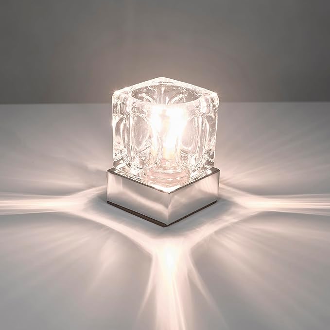 Mini Touch Crystal Table Lamp, 4 x4 x 2.7 Inch Accent Desk Lamp Bedroom Night Light