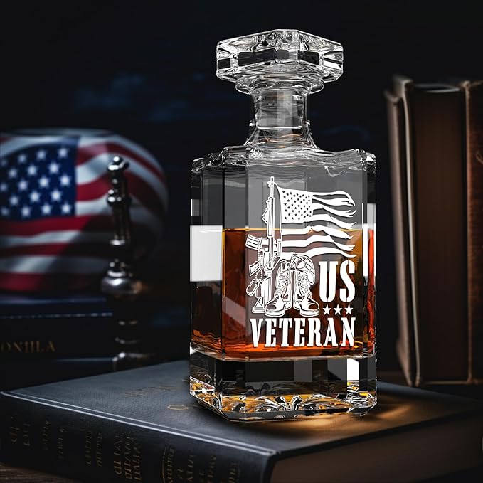 FURSARCAR Gifts for Men Dad Birthday, Military Boots Whiskey Decanter Set with 2 Glasses, Unique Cool Mens Fathers Birthday Gift from Daughter Son, Xmas Retirement Present Decanter Sets for Man
