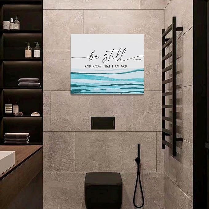 Large Christian Wall Art Be Still and Know That I Am God Pictures Wall Decor Bible Verse Psalm Canvas Painting Print Modern Home Decor Artworks Framed for Living Room Bathroom Master Bedroom 20"x16"