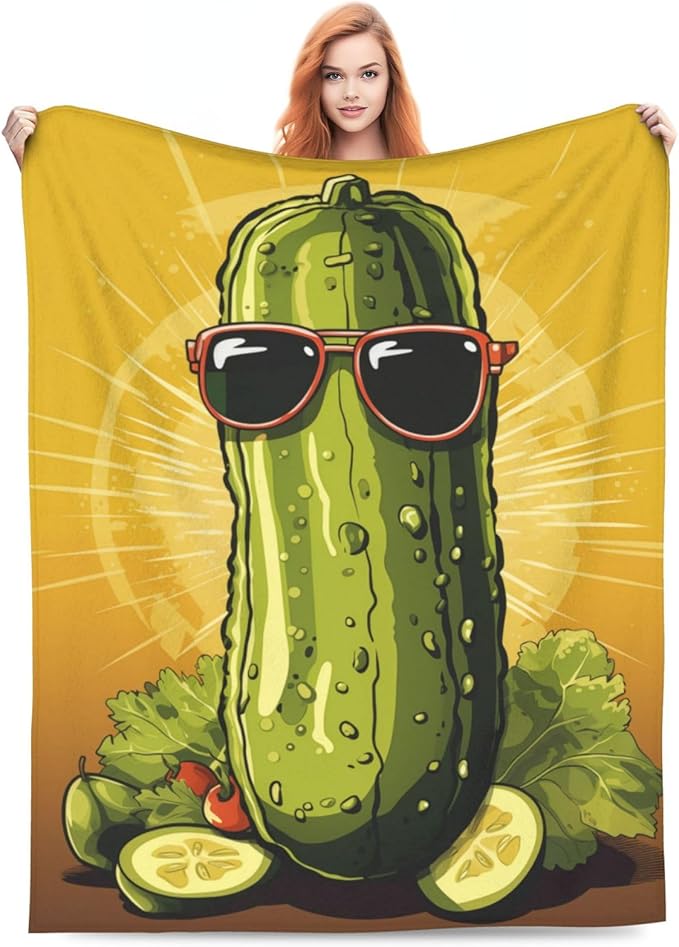 Funny Pickles Dill Blanket Gifts for Grils Women Flannel Throw Blankets for Home Couch Bed Sofa Soft Fuzzy Lightweight Decor All Season 80x60 Inches