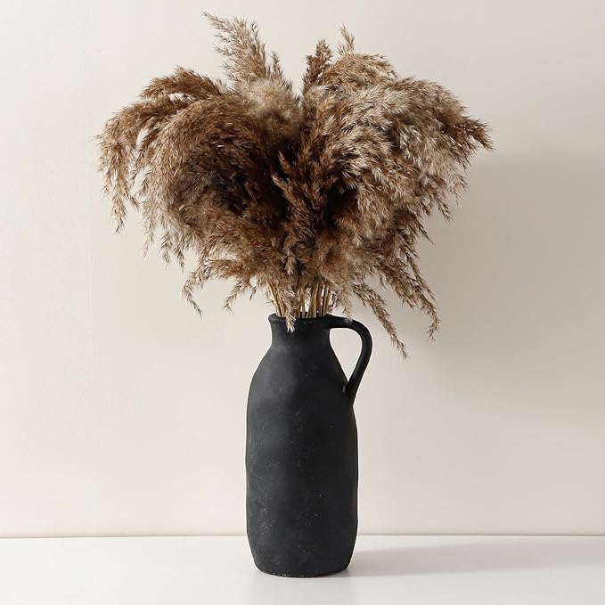 Large Ceramic Vase, Rustic Farmhouse Vase for Home Decor, Tall Decorative Flower Vase for Pampas Grass, Flowers, Living Room, Kitchen, Office Decor Table Centerpiece, 12.8 Inch Tall