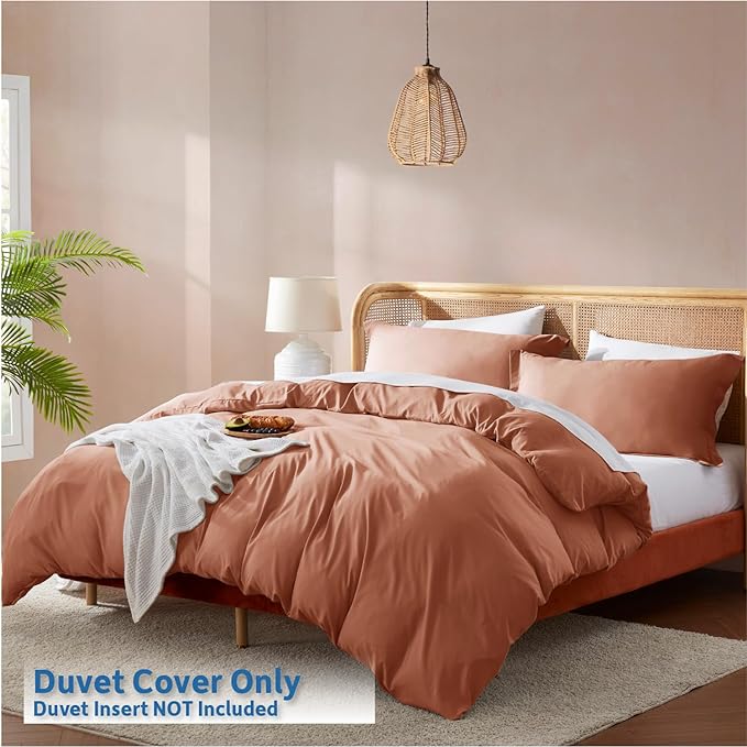 Nestl Rust Duvet Cover King Size - Soft Double Brushed King Duvet Cover Set, 3 Piece, with Button Closure, 1 Duvet Cover 104x90 inches and 2 Pillow Shams