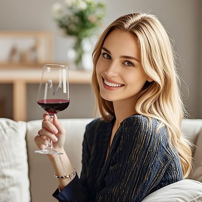 Monogrammed Wine Glass Gifts for Women - Personalized A-Z Wine Glasses with Gift Box & Greeting Card | Custom Mothers day, Anniversary, Birthday Gifts for Her, Mom, Wife, Best Friend, Sister,Woman (V)