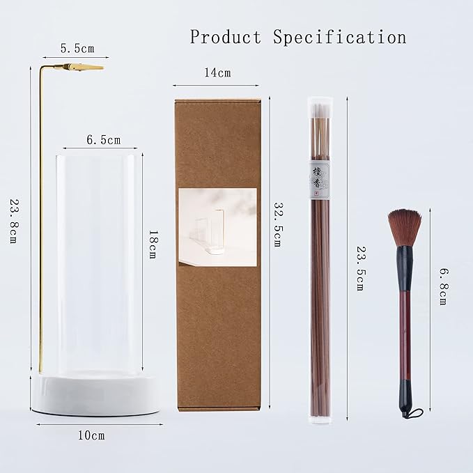 Incense Holder, Ceramic Incense Holder for Sticks with Glass Ash Catcher,Incense Burner for Meditation Yoga Spa Room Decor