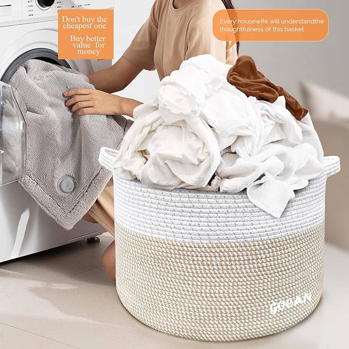 Storage Basket Large Laundry Basket D55XH35cm Collector Storage Basket for Blankets Pillows Clothes Baskets with Handles for Children's Room Brown XXXL