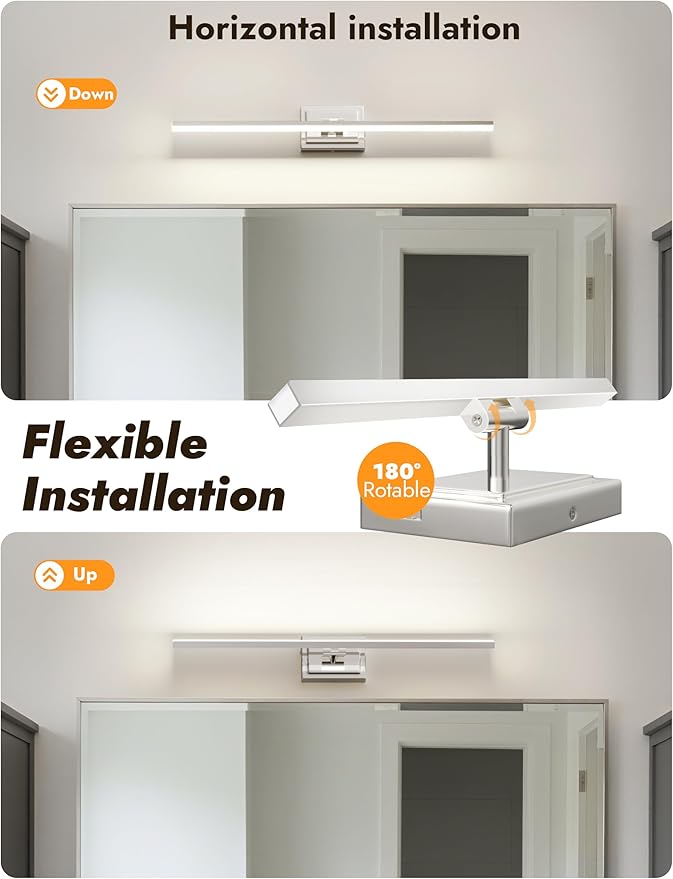 NIORSUN 31.5 Inch Modern Bathroom Light Fixture, 18W 5CCT Dimmable LED Chrome Bathroom Vanity Lights Over Mirror, Vanity Lights for Bathrooms Restroom Mirror- ETL Certified