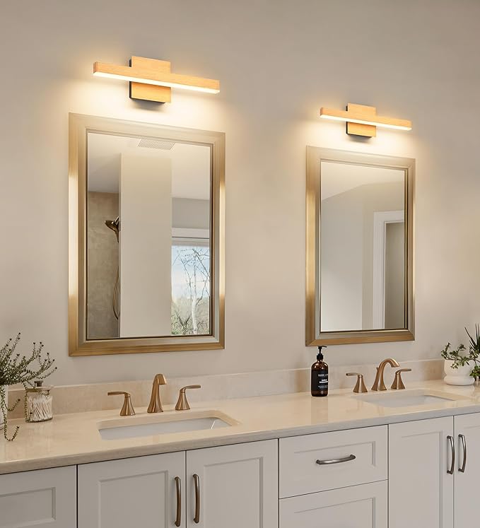 Joossnwell Vanity Light for Bathroom Light Fixtures Dimmable 5CCT Gold and Black Vanity Lights Bar Modern Bathroom Lighting Over Mirror 15.75 Inch Bath Light ETL Certificated