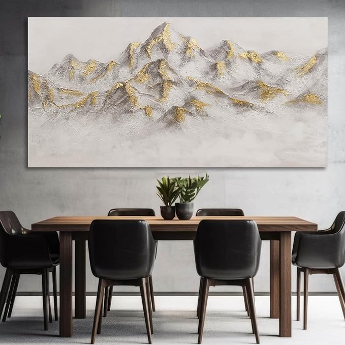 SDYA Grey and Gold Wall Decor Landscape Canvas Paintings 29"x58" Wall Decorations for Living Room Poster for Bedroom Contemporary Art