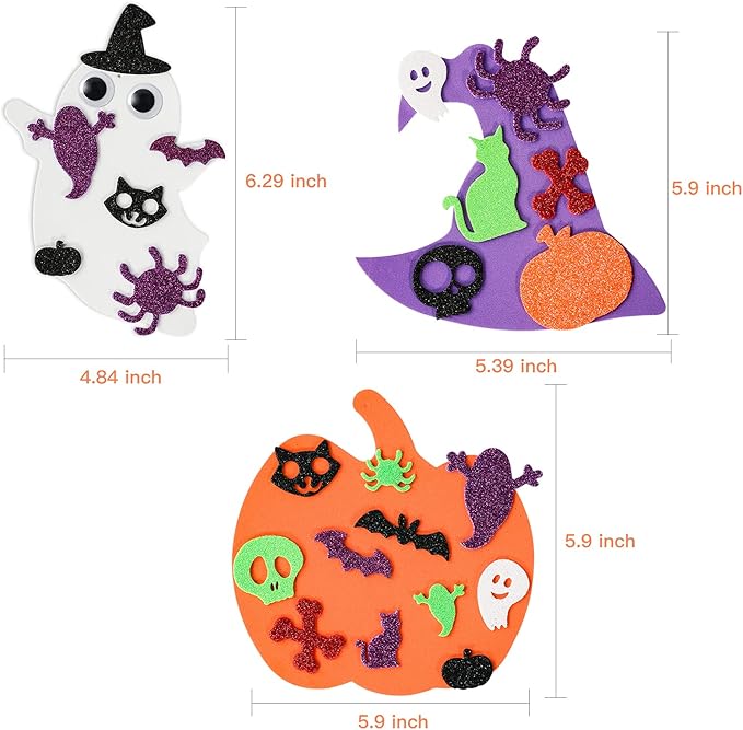 Max Fun 302PCS Halloween Crafts for Kids, Halloween Activities Foam Pumpkins for Crafts Stickers Gift Kits, DIY Art and Craft Set for Holiday Classroom Decorations Party Favors Supplies