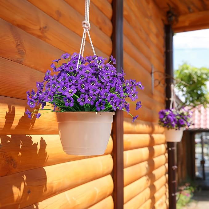 21 Bundles Outdoor Artificial Flowers UV Resistant Fake Silk Flowers No Fade Faux Plastic Plants Garden Porch Window Box Decoration(Purple)