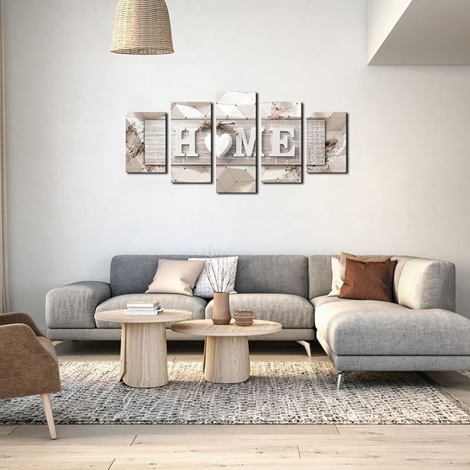 AWLXPHY Decor Home Sign Canvas Wall Art for Living Room Decoration Framed Print Painting 5 Panels Modern Still Life Love Stretched Artwork Giclee Wedding Gift (Yellow, W40 x H20)