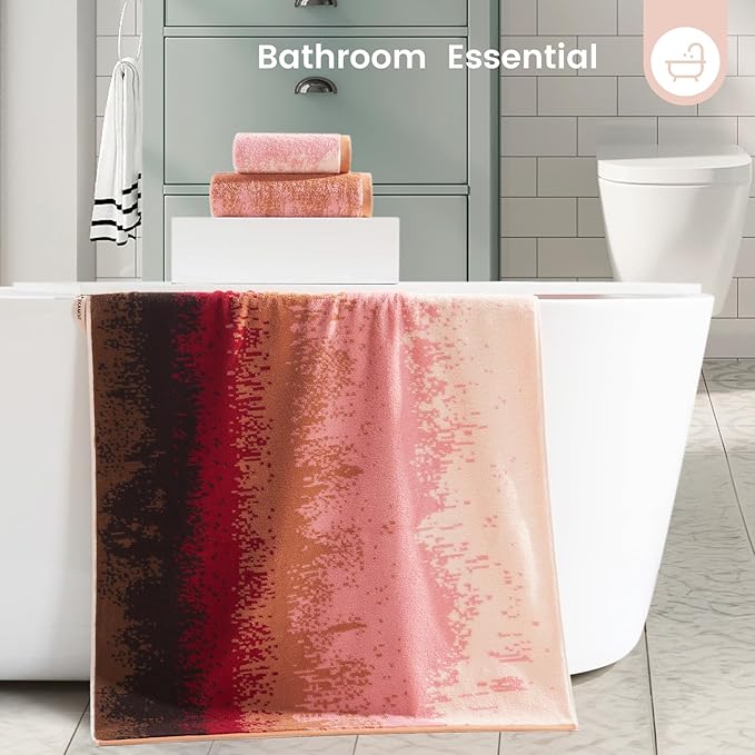 SEMAXE Bathroom Towel Set with Hanging Loop – 8-Piece Yarn Dyed Jacquard Cotton Towels, Oeko-TEX Certified, Soft & Absorbent, Gift-Ready for Bath, Spa, or Guest Use