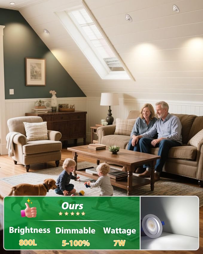 zouzai 5CCT LED Gimbal Led Recessed Light with Junction Box, 360°+90° Adjustable Directional Eyeball Lighting, Dimmable, 2700K/3000K/3500K/4000K/5000K,ETL&Energy Star (White 6 Pack, 3 inch)