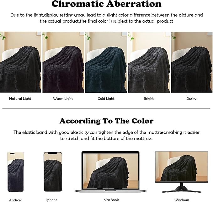 NEWCOSPLAY Super Soft King Blanket Black Premium Silky Flannel Fleece 3D Checkered Lightweight Bed Blanket All Season Use (Black Checkered, King(90"x110"))