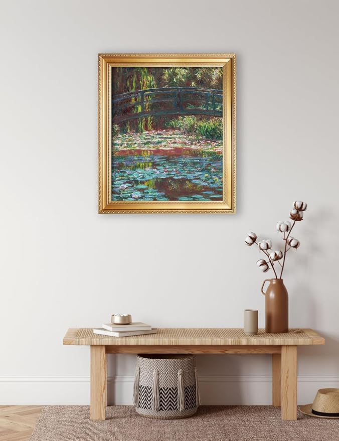 DECORARTS - Claude Monet Water Lily Pond Giclee Print with Gold Solid Wood Frame, Impressionist Large Framed Wall Art, Ready to Hang, Framed Size 24.75x28.75, Made in USA