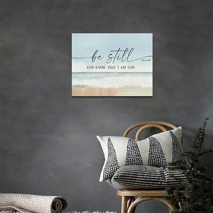 Large Christian Wall Art Be Still and Know That I Am God Pictures Wall Decor Bible Verse Psalm Canvas Painting Print Modern Home Decor Artworks Framed for Living Room Bathroom Master Bedroom 16"x12"