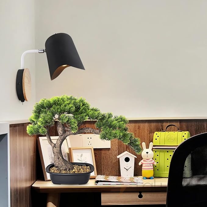 Artificial Bonsai Tree, Large Faux Pine Plants 15 inch, Faux Juniper Potted Plants Indoor Decor for Office Desk Home Table, Greenery Desktop Bonsai Plant for Room Decorations, Tall 15"