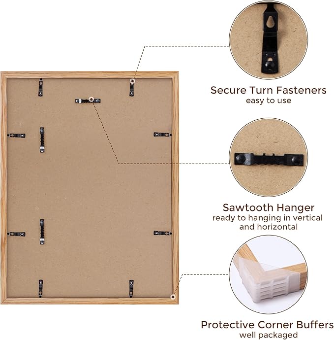Fun Memories 12x16 Picture Frame Set of 3, Natural Oak Wood Frame 12 x 16 Poster Frame for Wall, 12"x16" Oak Wood Frame Matted to 8.5x11, Wood 12x16 Frames for Home Decor