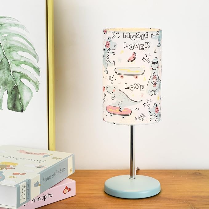 Lampwell Alee Small Table Lamp for Living Room as Bedside Table Lamp for Bedroom,Set of 2,Modern Kids Night Table Lamp,Φ4.33×H12.21IN,Bulb Excluded,Light Blue Dinosaur