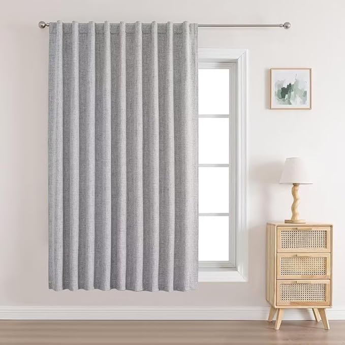 Joydeco 100% Total Blackout Curtains Custom Size for Bedroom Living Room Darkening Long Textured Drapes Thermal Insulated Back Tab & Rod Pocket 1 Panel(Light Grey,Custom Size)