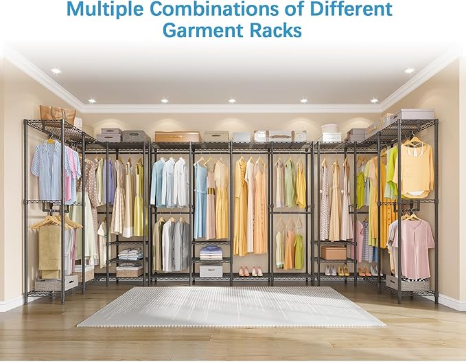 VIPEK V40 Wire Garment Rack Heavy Duty Clothes Rack for Hanging Clothes, Multi-Functional Bedroom Clothing Rack Freestanding Closet Wardrobe Rack, Max Load 1110lbs, Black