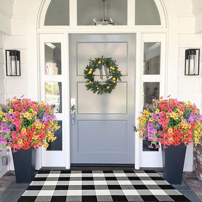 Artificial Flowers for Outdoor Indoor Garden Home Decoration, UV Resistant Fake Flowers, Faux Flowers for Outdoor Planters for Front Porch Pot Decor（4 Color)