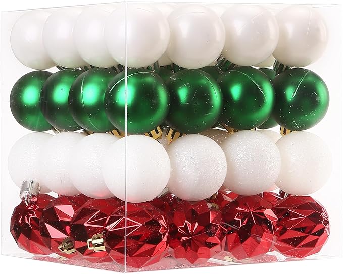 Sea Team 64-Pack Shatterproof Plastic Christmas Ball Ornaments Set, Colorful Christmas Baubles, Hanging Decorations for Xmas Tree, Wreath, Garland, (40mm/1.57 Inches, Elf)
