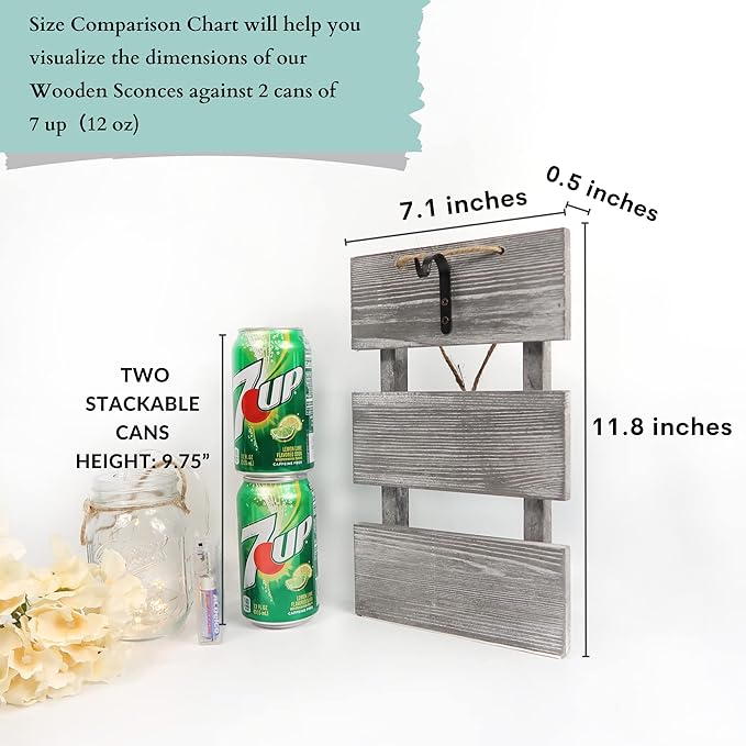 Besuerte Farmhouse Sconces Wall Decor Set of 2, Dining Room Art Wall Decor, Home Decor,Living Room, Bathroom, Hanging Vintage Wall Sconce 6-Hour Timer, Gray