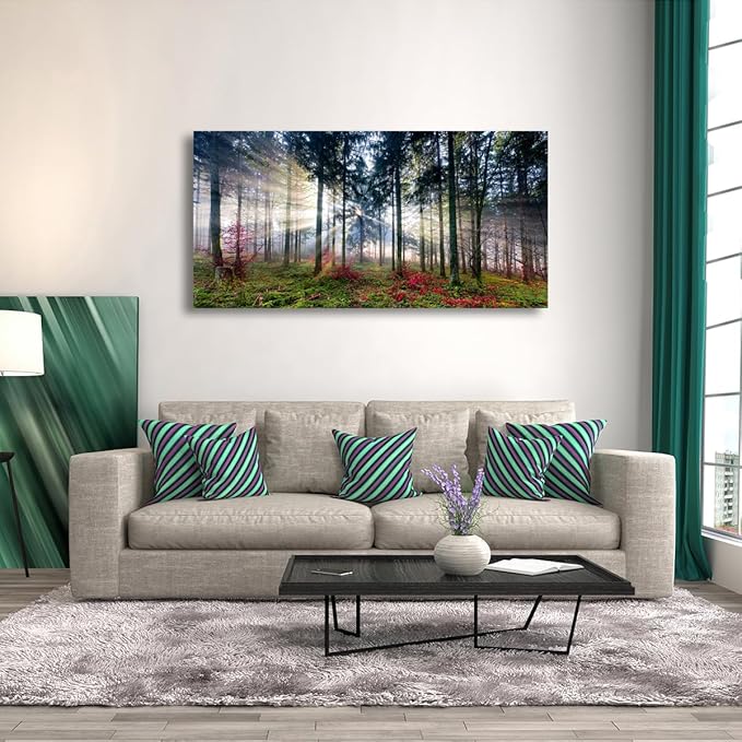 Forest Sunrise Canvas Wall Art Prints Art Black and White Sunset Seascape Pictures Bedroom Decor Tree Ocean Landscape Painting for Living Room Office Decoration Natural Scenery Artwork28 x 57inchs